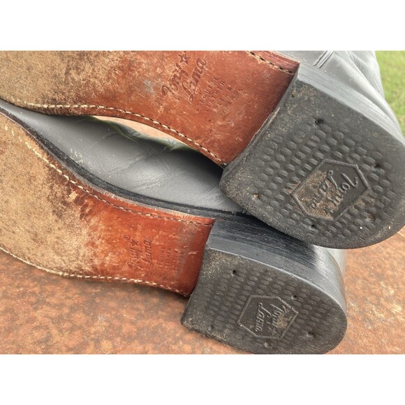 TONY LAMA Mens Boots 8.5 D Gray All Leather Ropers Cowboy Western 7703M Vintage - Picture 9 of 12
